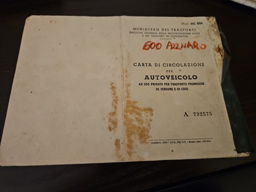 Libretto autoveicolo autocarro - libretto,